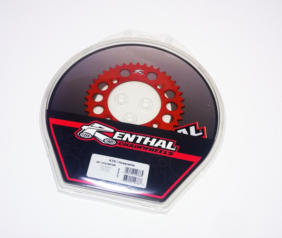 REAR SPROCKET RENTHAL 491, KTM/HUSKY 50 14-25, 40T ORANGE, 491--415-40P-OR