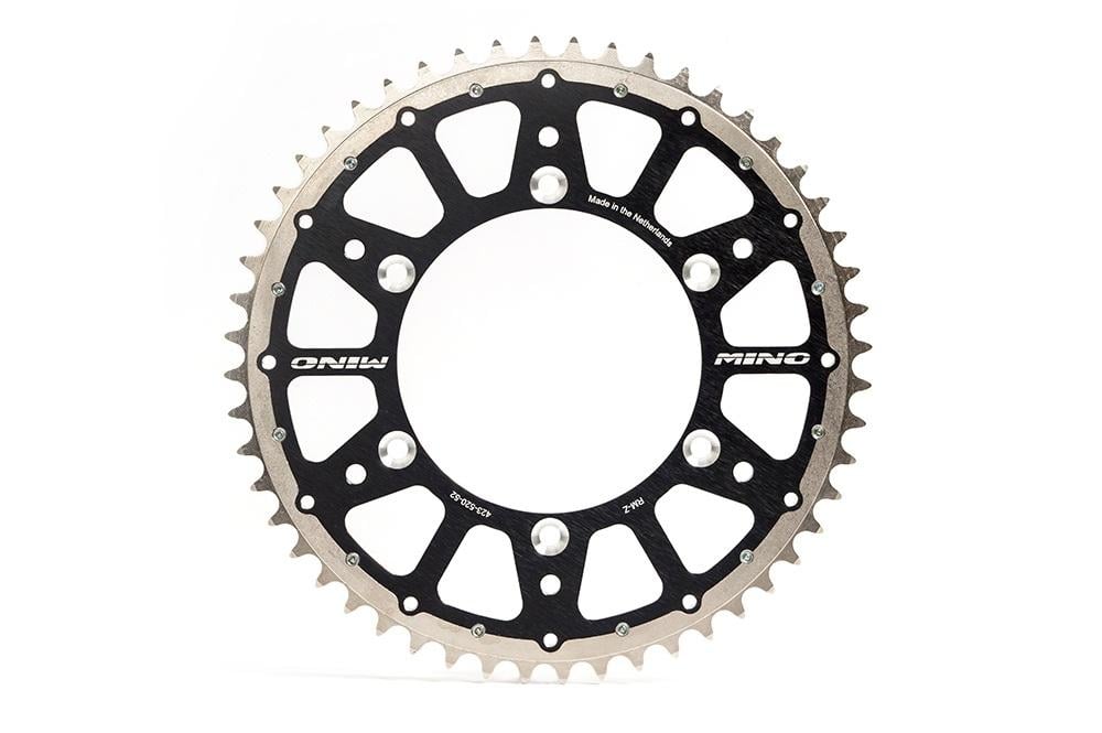 MINO REAR SPROCKET FUSION 2-RING, 23-423-520-52 BLACK STEEL/ALLOY