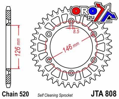 REAR SPROCKET ALLOY BLACK 822, JTA808.53BLK 7075-T6 Aluminium