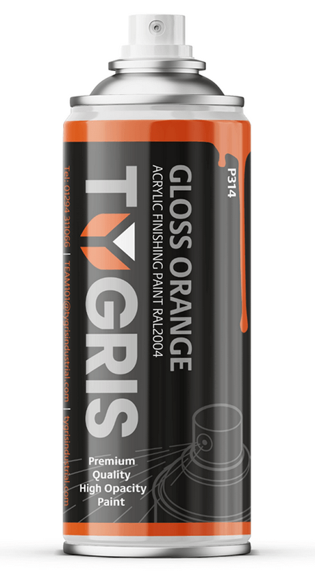 TYGRIS GLOSS KTM ORANGE AEROSOL SPRAY PAINT 400ML ACRYLIC RAL2004 PURE ORANGE