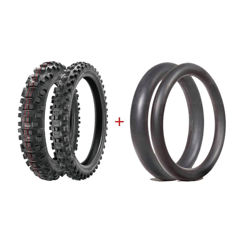 BORILLI ENDURO SOFT PACKAGE, 3N4-21, 3N5-21, 3N6-26, 3N7-26, DURA MOUSSE 62-592F.SOFT = 21-90/90 (80/100), 62-594F.SOFT = 18-140/80, BORILLI SOFT REAR & SOFT FRONT TYRE