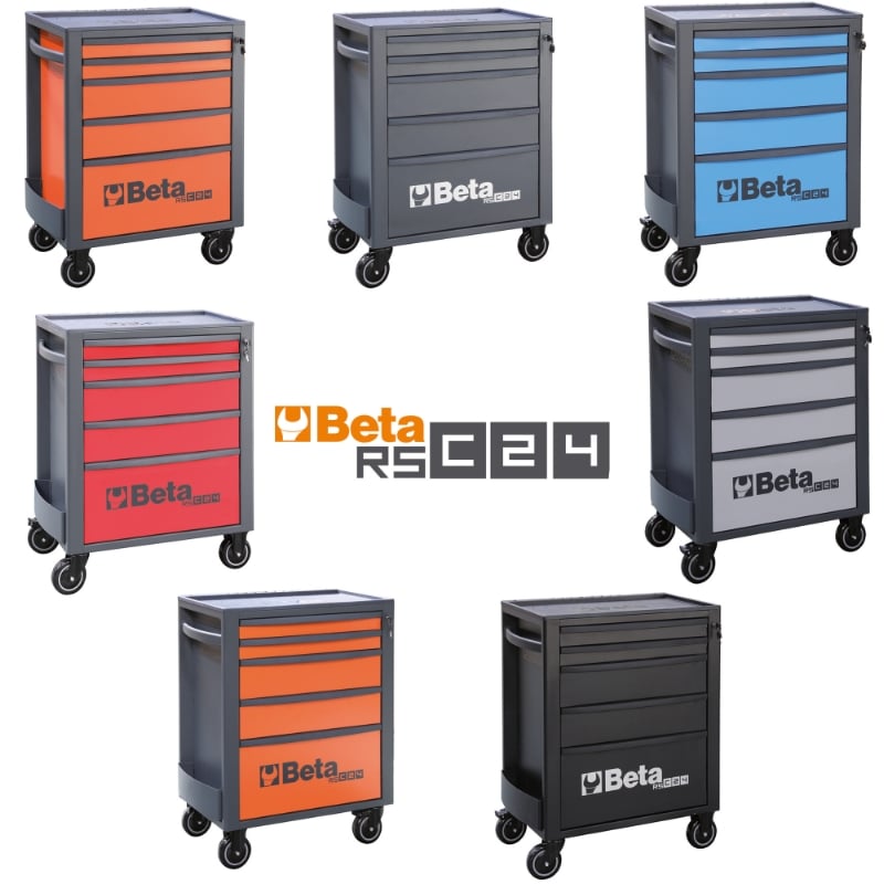 Mobile Roller Cab 5 Drawers Reinforced Worktop 800kg Capacity - Beta Tools RSC24/5-A