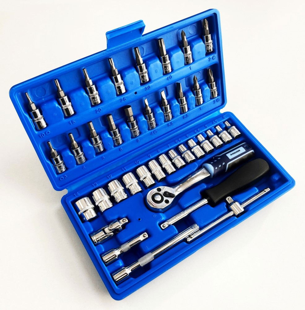 SOCKET SET 1/4 DRIVE 38pc CRV DIN3124 4-14mm PH PZ HEX STAR - TOOLZONE KDPSS032