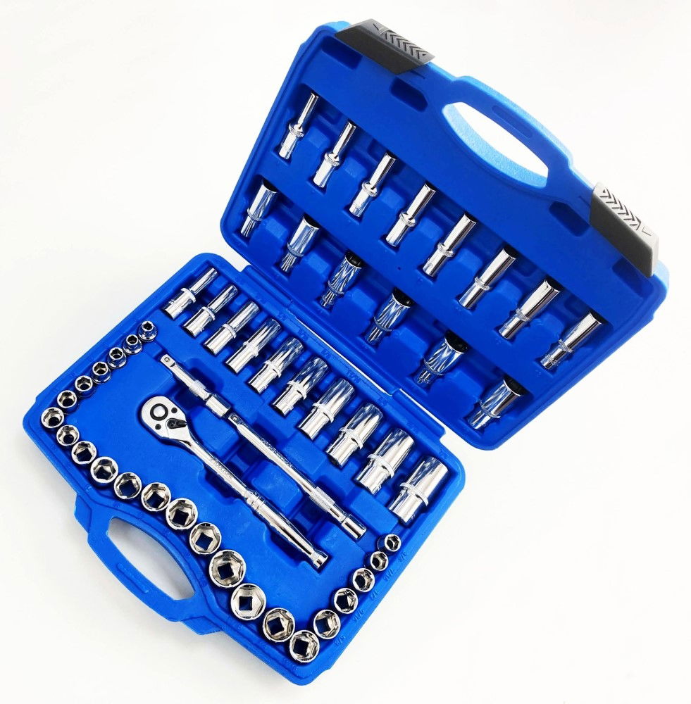 SOCKET SET 3/8 DRIVE MM AND AF 50 PIECES SHALLOW AND DEEP CRV - TOOLZONE KDPSS226