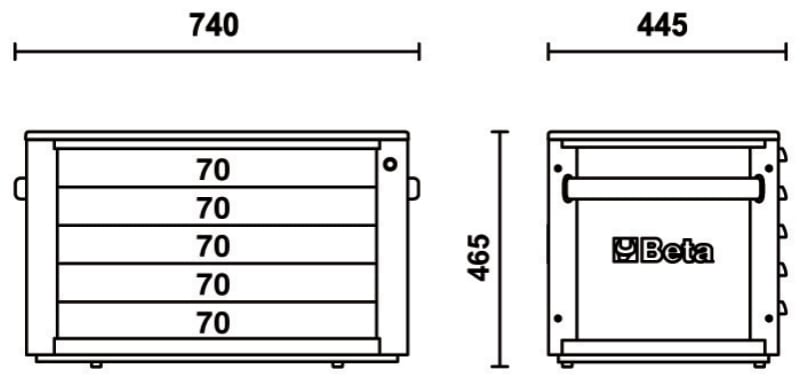 Portable Tool Chest with 5 Drawers and Centralized Lock - Beta Tools RSC23T-R
