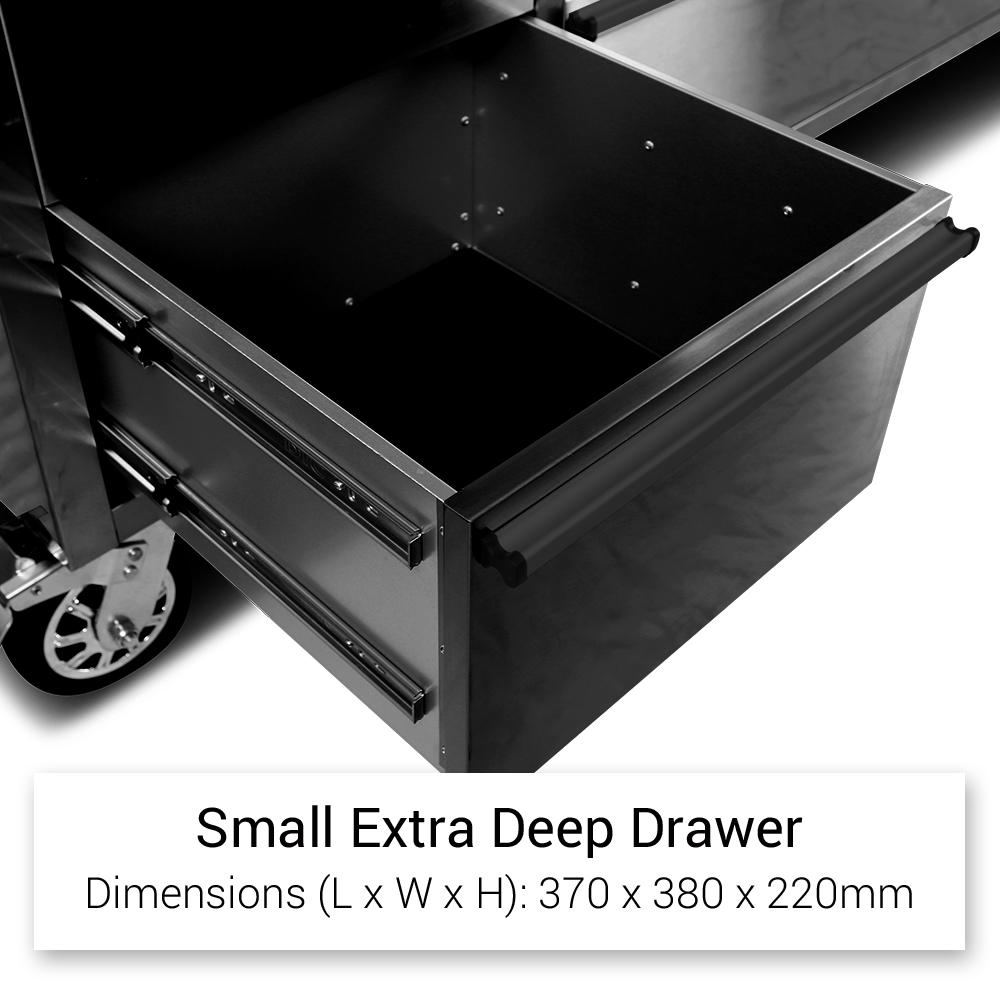 72 Matte Black Steel 15 Drawer Tool Chest with Solid Wooden Top, 3 Upper Cabinets and Peg Board