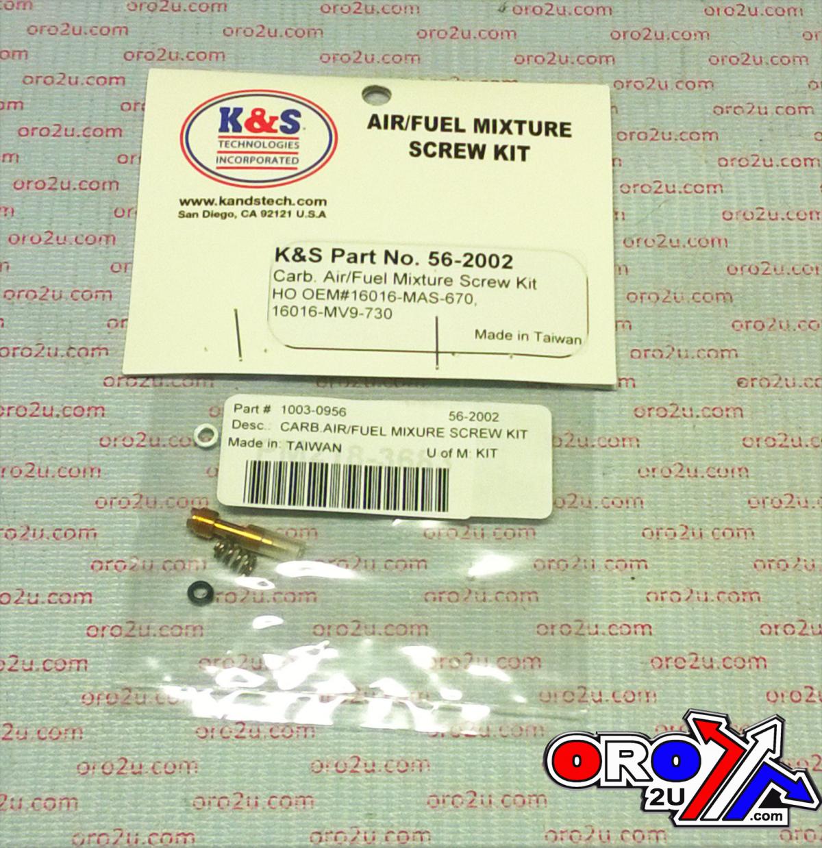 AIR FUEL SCREW KIT HONDA CBR, 16016-MAS-670, HONDA ROAD, KS 56-2002