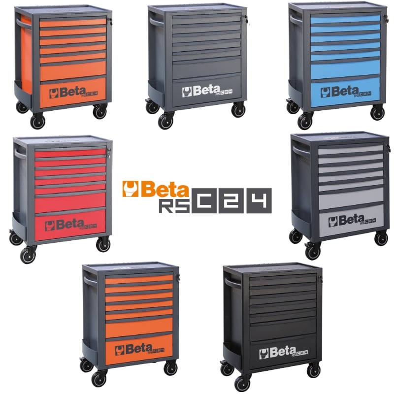 Mobile Roller Cab 7 Drawers Reinforced Worktop 800kg Capacity - Beta Tools RSC24/7-R