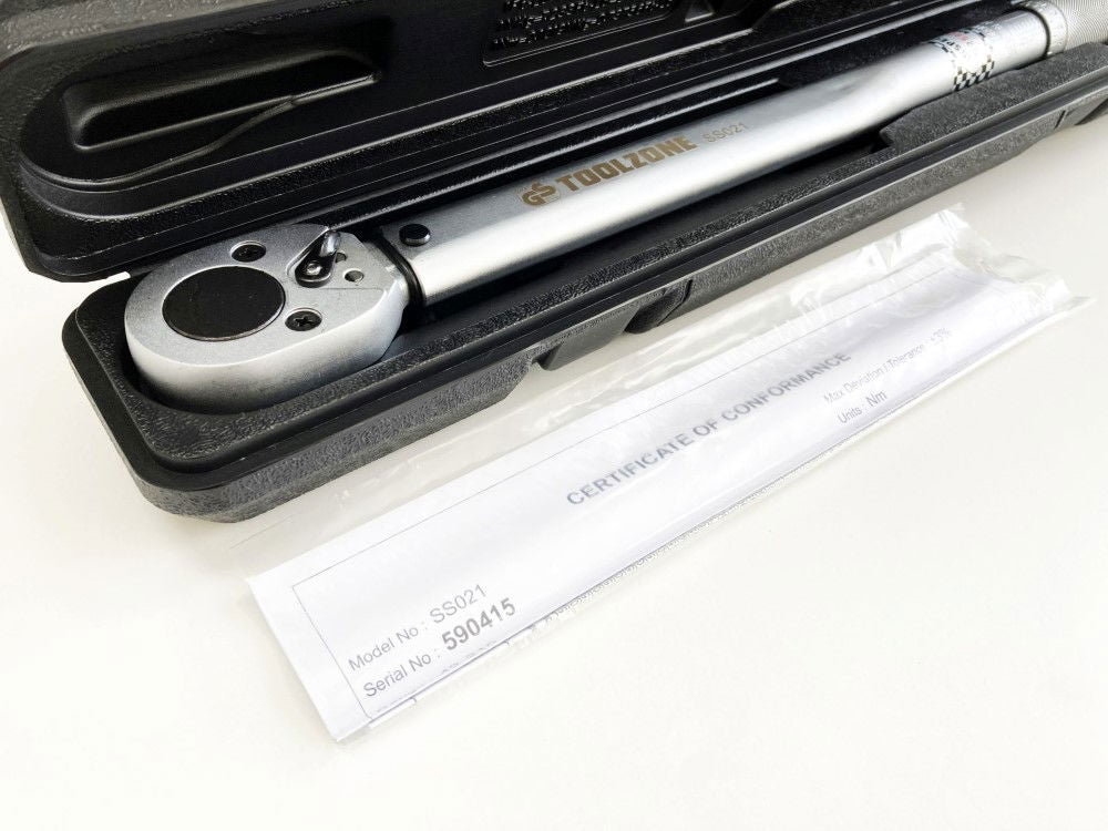 TORQUE WRENCH 1/2 DRIVE 42-210nm CALIBRATION CERTIFICATE LOCKING NUT - TOOLZONE KDPSS021