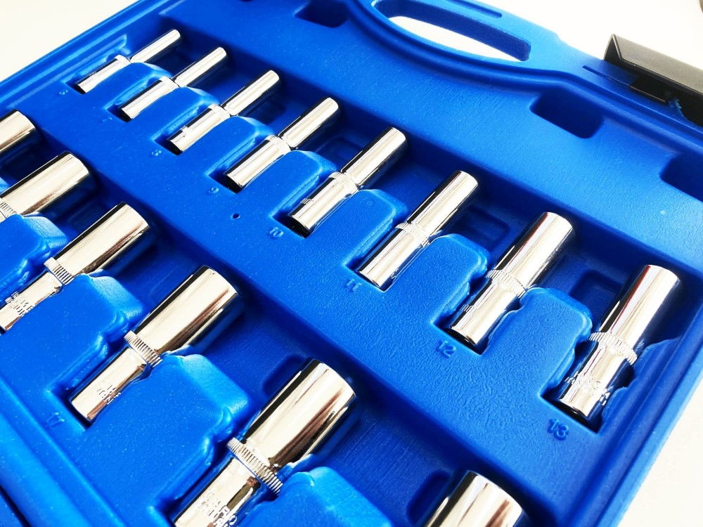 SOCKET SET 3/8 DRIVE MM AND AF 50 PIECES SHALLOW AND DEEP CRV - TOOLZONE KDPSS226