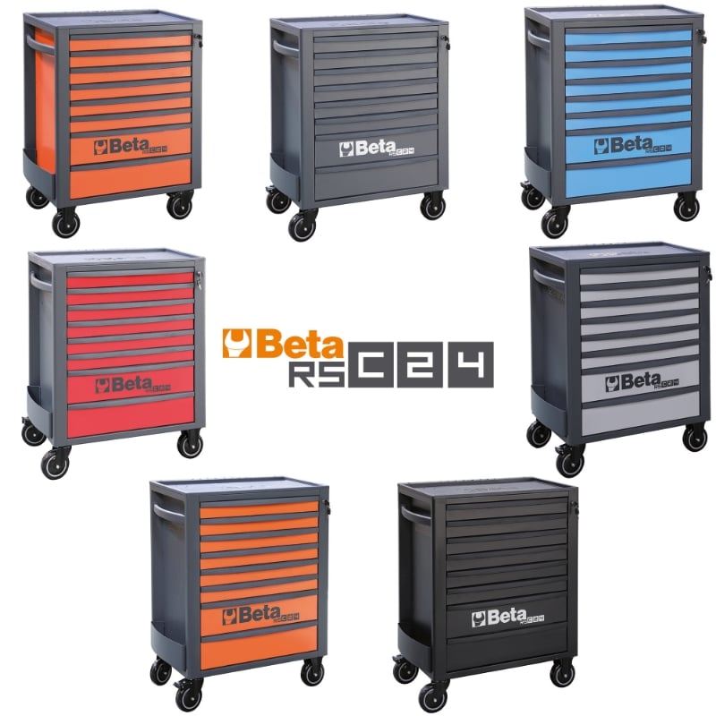 Mobile Roller Cab 8 Drawers Reinforced Worktop 800kg Capacity - Beta Tools RSC24/8-O