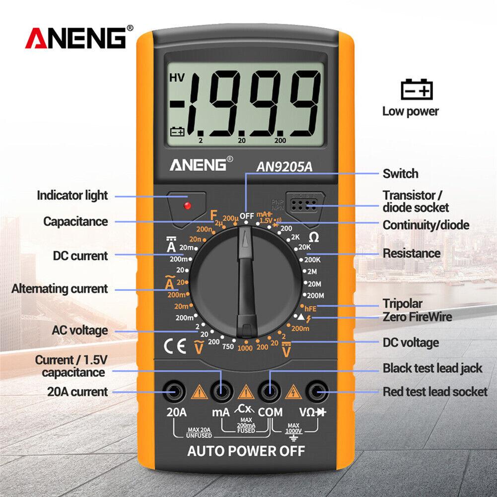 Digital Multimeter 3 1/2 LCD Display, Voltmeter Ammeter Resistance Tester
