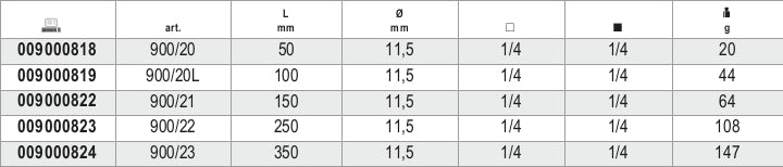 Extension Bar, 1/4 Female to Male Drive, 150mm Length - Beta Tools 900/21