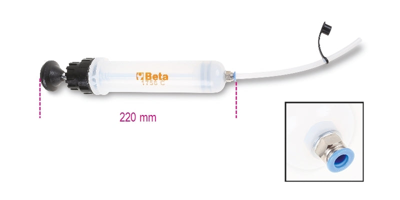 Suction Gun 200ml Polypropylene for Brake Fluid and High-Density Oils - Beta Tools 1756C