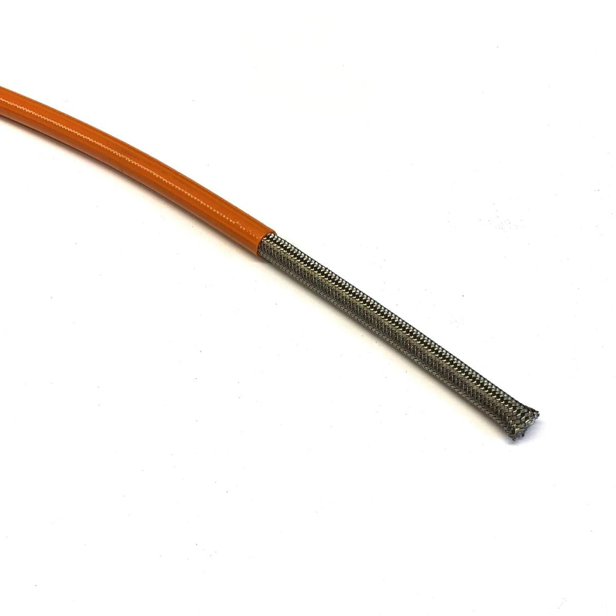 KTM ORANGE HOSE 1 METER 600-03, STAINLESS STEEL BRAIDED HOSE, 600-03OR / PTFE / PVC COVERED, BUILDALINE