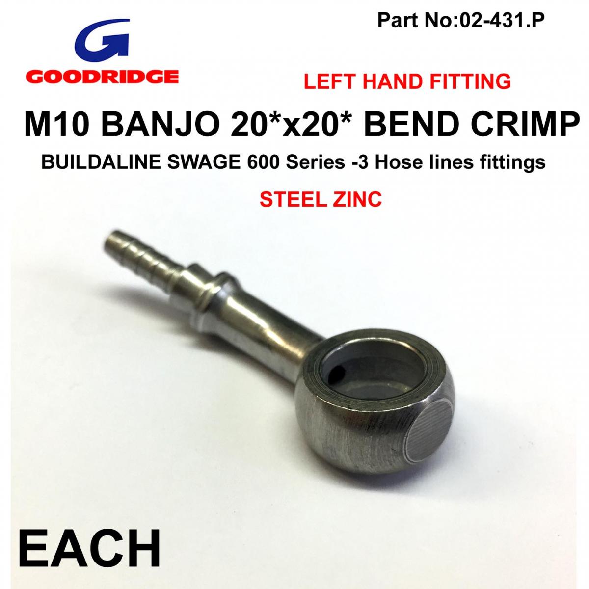 BANJO 20x20 BEND L/H PLATED, SWAGE CRIMP FITTING 600 Series -3, GOODRIDGE S5093L-03Z1