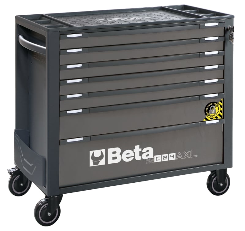 Mobile Roller Cab 7 Drawers Anti-Tilt System Long Model 1000kg Capacity - Beta Tools RSC24AXL/7-A