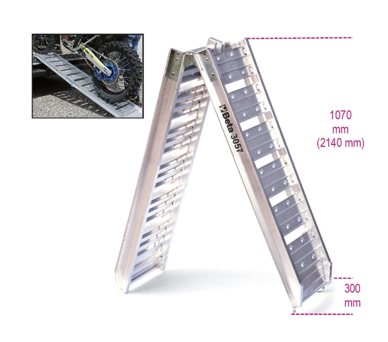 Aluminum Ramp for Loading/Unloading Motorcycles 2220x280mm 350kg Capacity - Beta Tools 3057