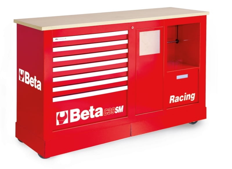 Special Mobile Roller Cabinet Racing SM Type with 7-Drawer Module and Service Module - Beta Tools C39SM-G
