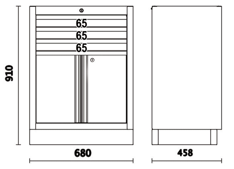 Fixed Module with 3 Drawers and 2 Doors for Workshop - BetaC45PRO C45PRO M3A