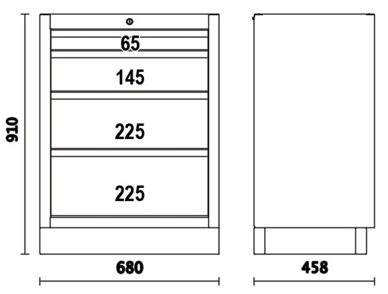 Fixed Module with 4 Drawers for Workshop - BetaC45PRO C45PRO M4