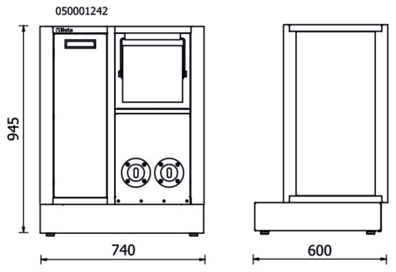 Fixed Service Module for RSC50, Empty, Holds Two Reels, Built-in Waste Bin, Paper Roll Compartment, Adjustable Feet - BetaRSC50 RSC50 MS-2AVV