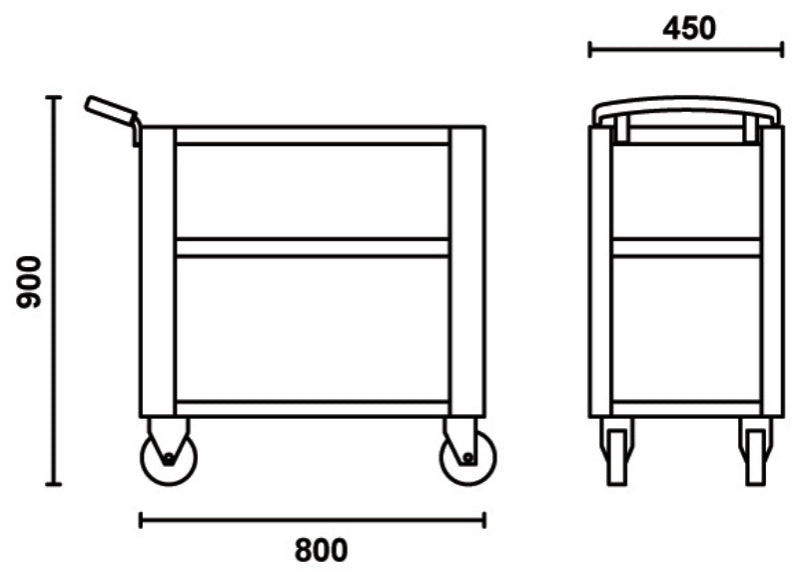 Trolley with 3 Antislip Rubber Tops, Ergonomic Handle, 4 Castors 100mm, 200kg Load Capacity - Beta Tools C51 G