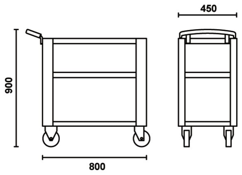 Trolley with 3 Antislip Rubber Tops, Ergonomic Handle, 4 Castors 100mm, 200kg Load Capacity - Beta Tools C51 R
