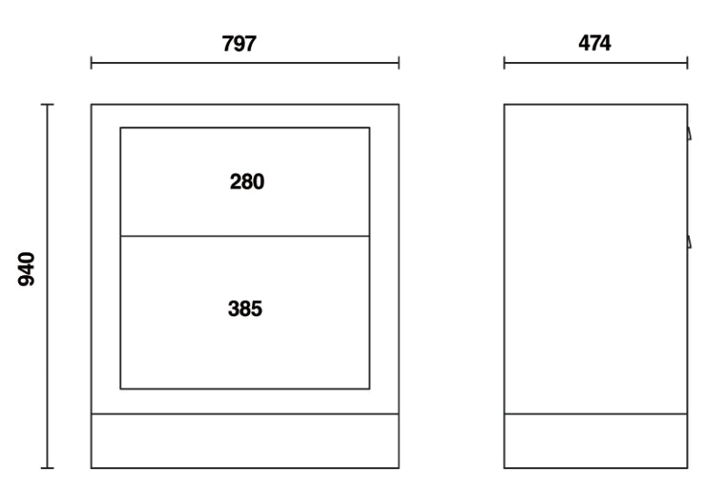 Fixed Module with 2 Drawers, Ball Bearing Slides, Central Lock, 588x367mm Drawers - BetaRSC55 C55M2
