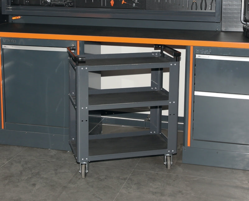 Trolley with 3 Antislip Rubber Tops, Ergonomic Handle, 100mm Castors, 200kg Load Capacity - BetaRSC55 C55T3