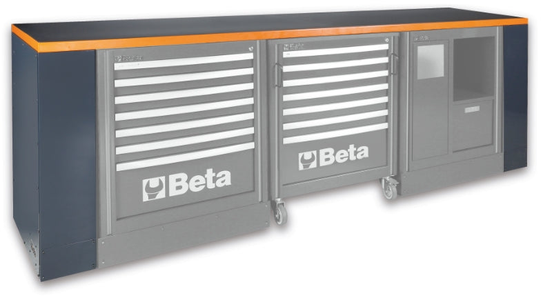 2.8m Workbench with Shockproof PVC Coated Worktop, Vice Holes, Adjustable Feet - BetaRSC55 C55BG/2,8