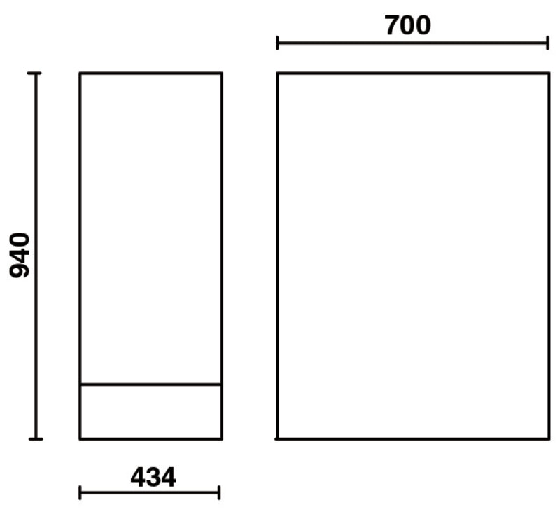 Double Leg with Slide-Away Door Compartment, Adjustable Feet, 365x750mm - BetaRSC55 C55B/GDS