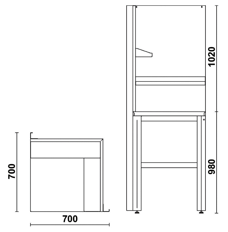 Self-Supporting Complete Corner Worktop, 700x700mm, with Tool Wall Systems and Fixing Shelves - BetaRSC55 C55AC-G