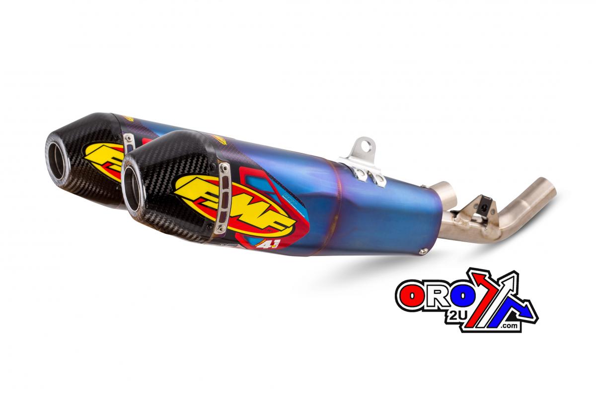 19-20 CRF450R/RX DUAL TIT ANO F4.1, FMF 041575 TITANIUM ANODIZED MUFFLER, CARBON CAP