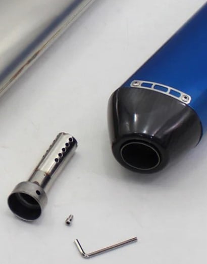 UNIVERSAL 4-STROKE EXHAUST MUFFLER 51mm ID BORE ALUMINIUM BLUE CARBON CAP