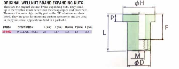WELLNUT M6-1.0 21 OEM ORIGINAL (5PK), K&L 33-8063