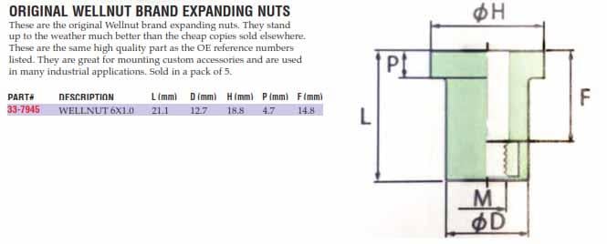 WELLNUT M6-1.0 21.1 OEM ORIGINAL (5PK), K&L 33-7945