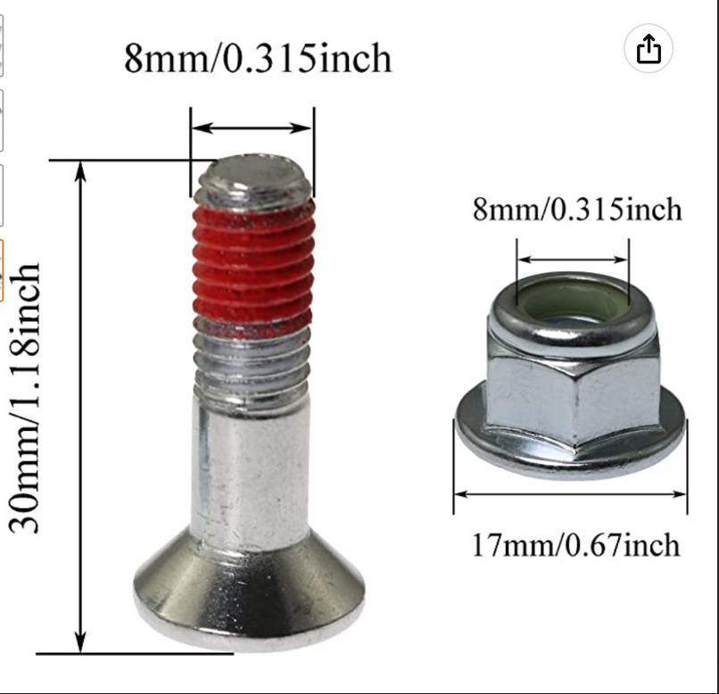 (PACK OF 6) SPROCKET BOLT WITH THREAD LOCK, M8 8mm x 30mm