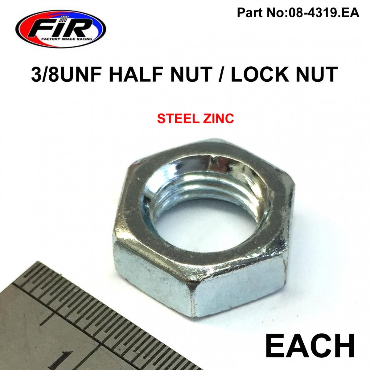 3/8UNF HALF NUT ZINC PLATED, EACH
