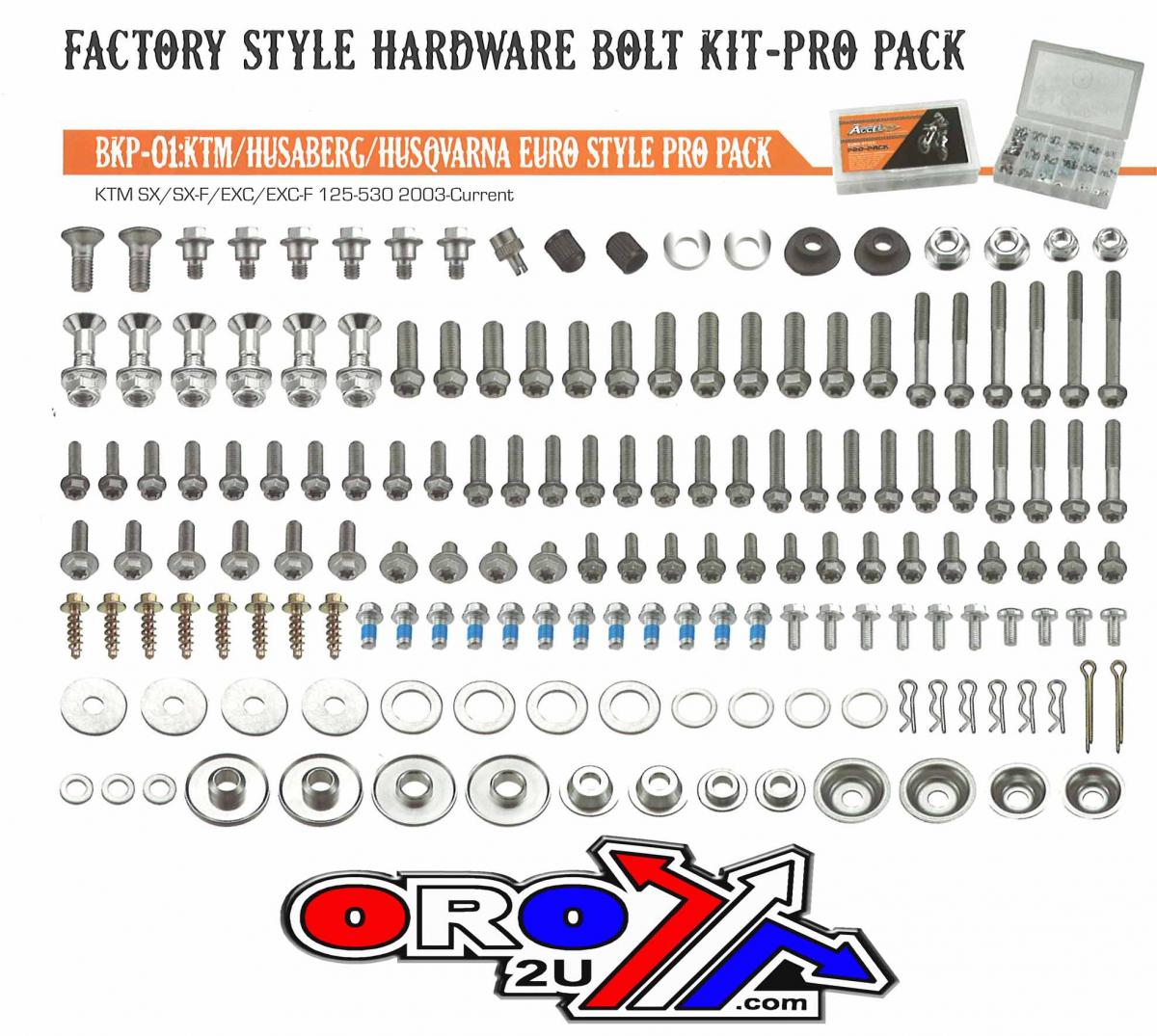 BOLT KIT FACTORY KTM HUSQV, PRO PACK HUSABERG 160 pcs kit