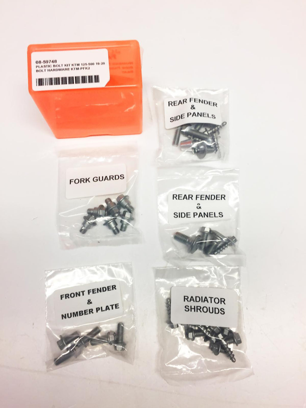 PLASTIC BOLT KIT KTM 125-500 19-20, BOLT HARDWARE KTM-PFK2