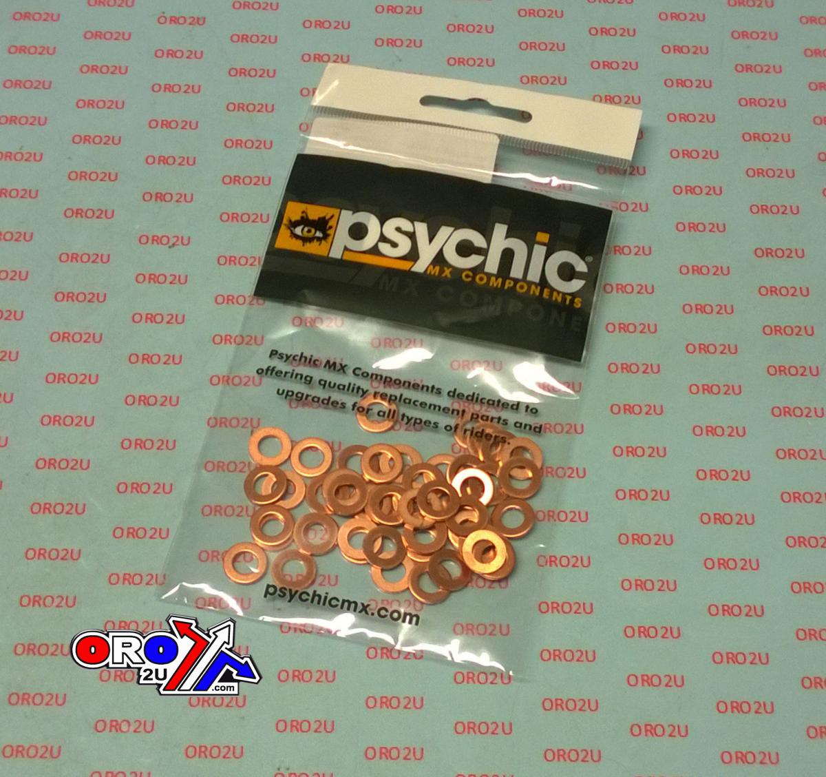 COPPER WASHER M6 PACK/50, SIZE ID 6.50 x OD 12 x THICK 1.20mm, PSYCHIC MC-09781