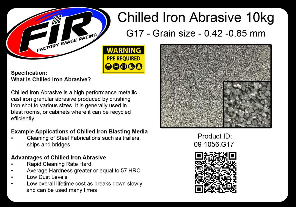 CHILLED IRON ABRASIVE 10kg, G17 - Grain size - 0.42 -0.85