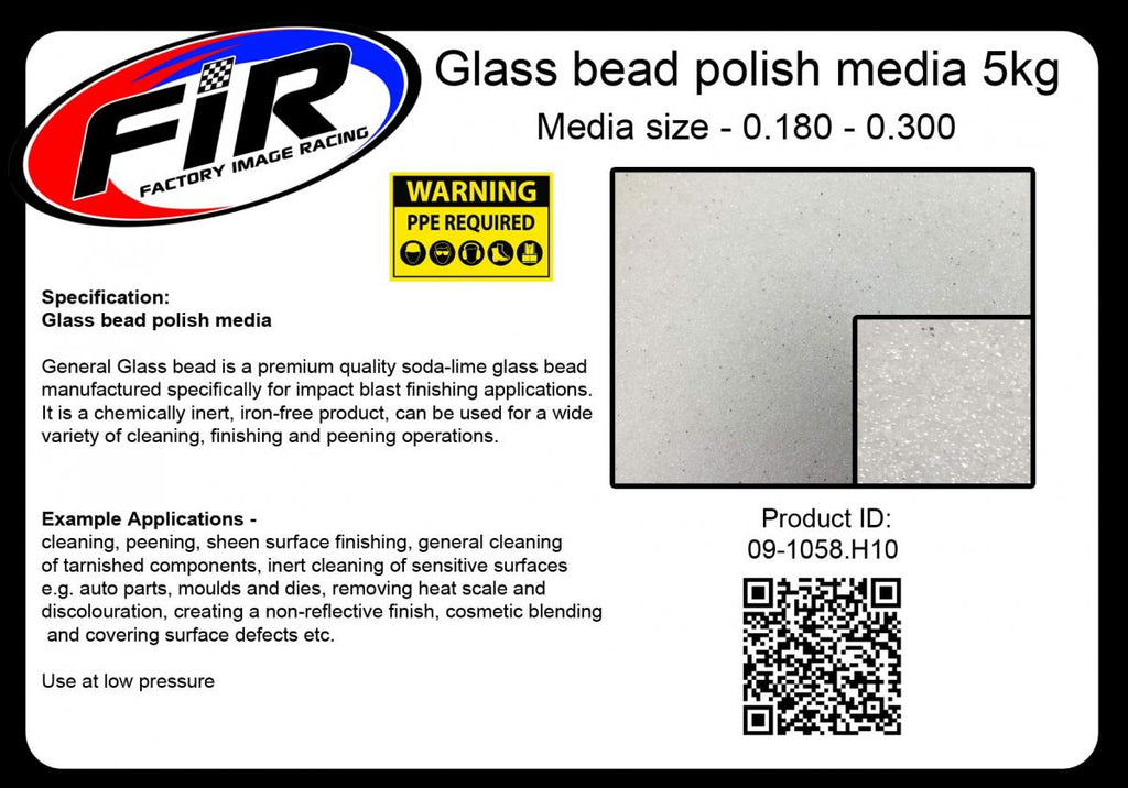 GLASS BEAD POLISH MEDIA5kg, H10 - MEDIA SIZE-0.180 - 0.300