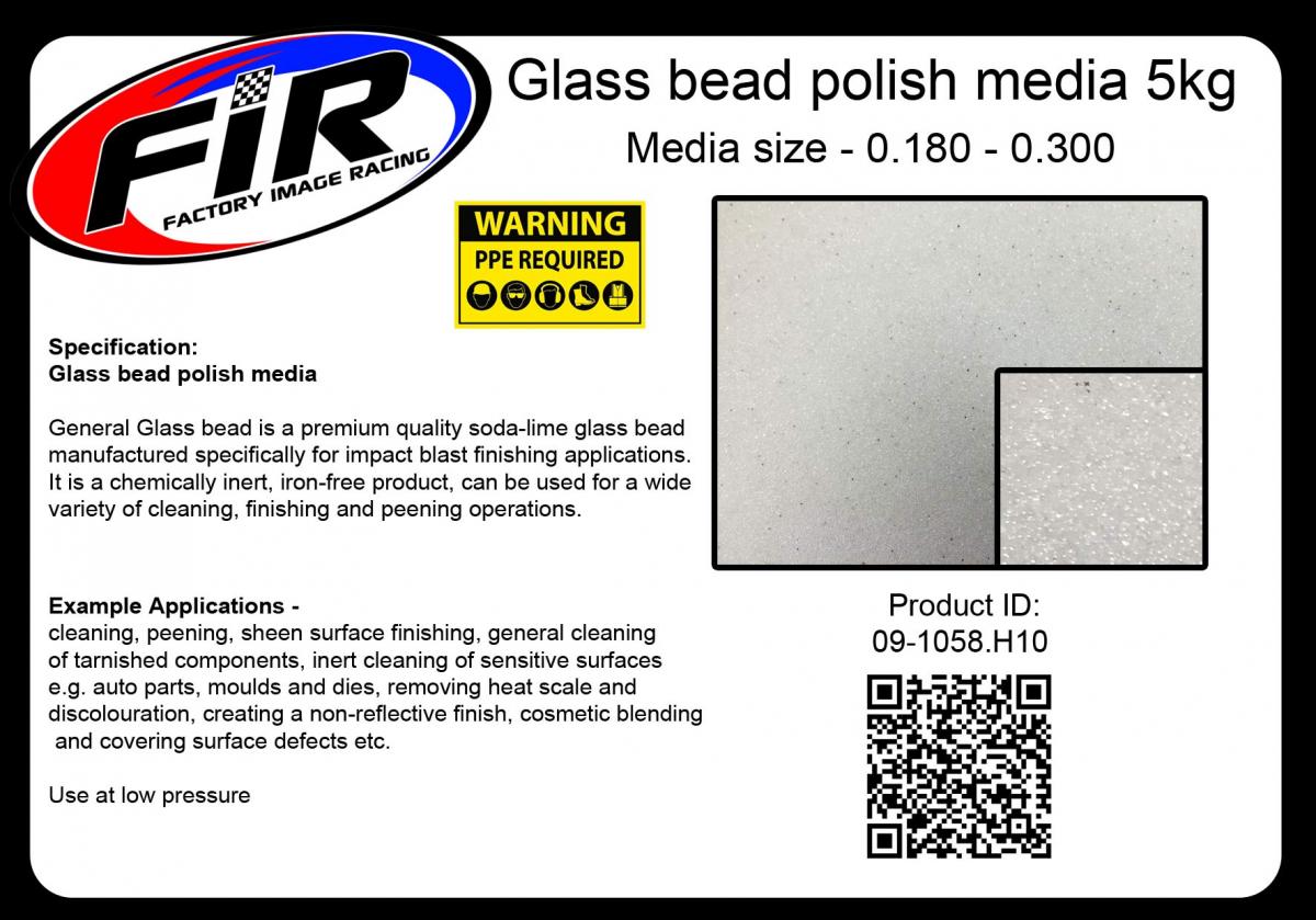 GLASS BEAD POLISH MEDIA5kg, H10 - MEDIA SIZE-0.180 - 0.300
