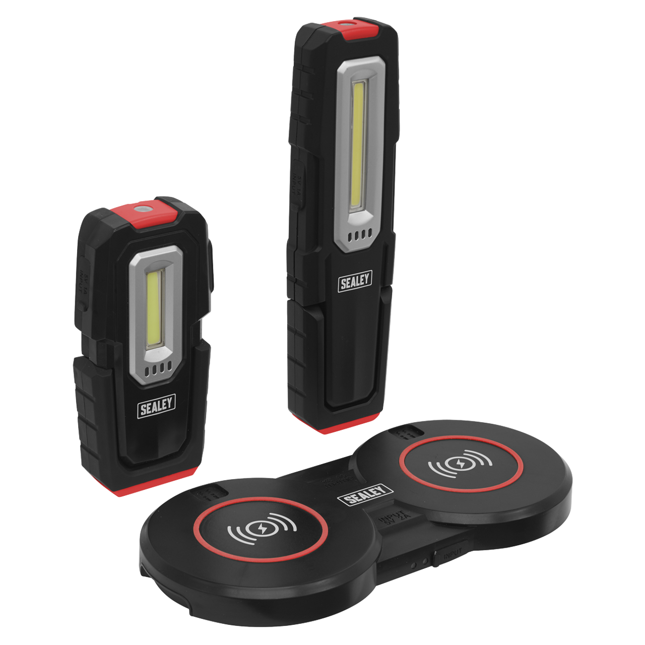 PAIR OF LED TORCHES, WIRELESS MAGNETIC CHARGING BASE 3W & 5W