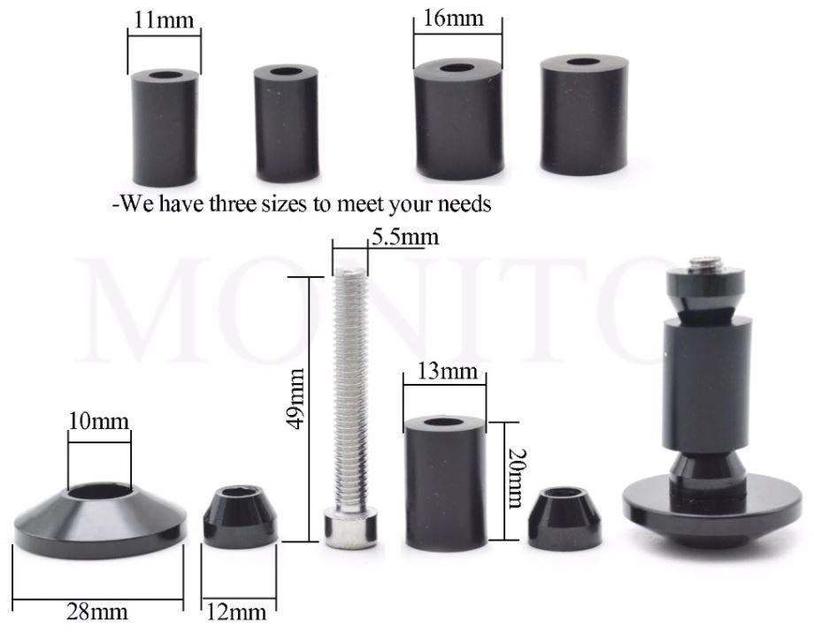 BAR ENDS 12-18mm RED, Anti Vibration Silder Plug Yamaha Kawasaki honda