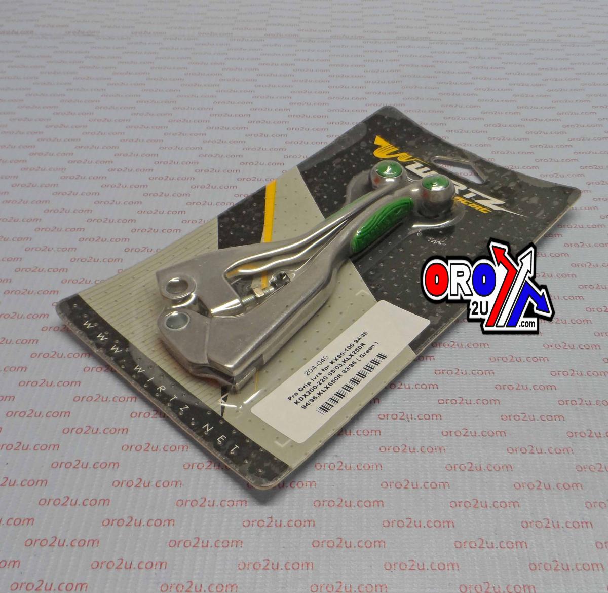 LEVER BLADE SET GRIP GREEN KX, WIRTZ 204-040 CLUTCH & BRAKE