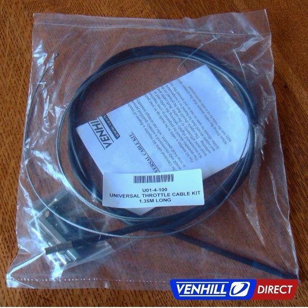 CABLE THROTTLE UNIVERSAL KIT, Venhill U01-4-100-BK [1.35m]