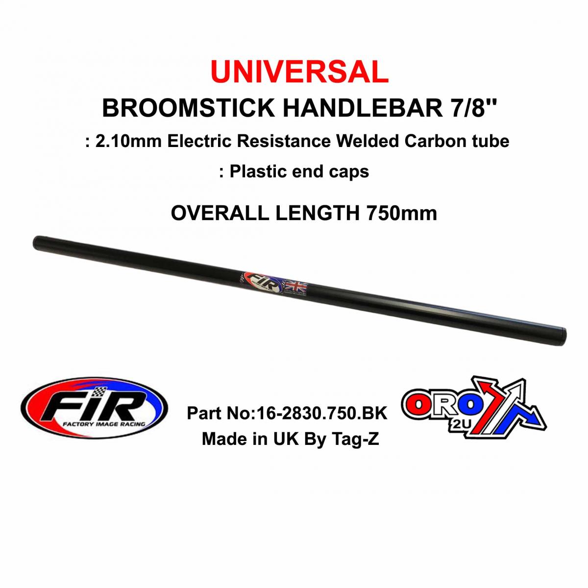 BROOMSTICK HANDLEBAR 1'' 800mm, FITTMENT UNIVERSAL / MATT BLACK / EACH